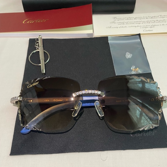 Cartier Blue Wood Frames W/ Brown Lens - Picture 2 of 5